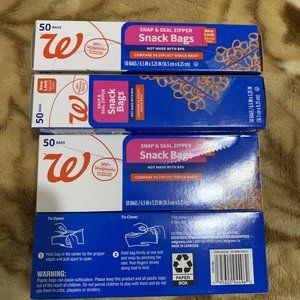 4 X 50 Walgreen Snap & Seal Zipper Snack Bags
